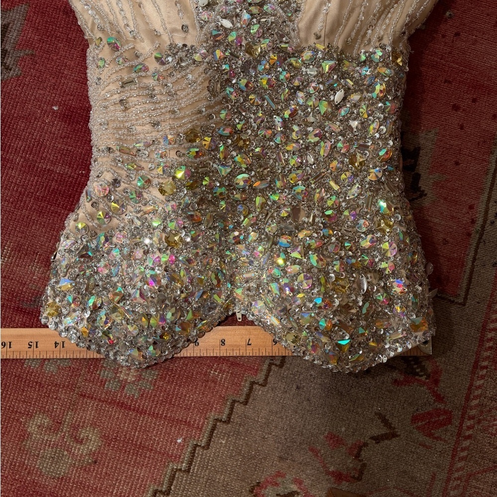 Stunning Strapless Beaded Rhinestone Mermaid Evening Gown - Picture 9 of 15